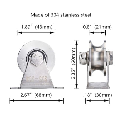 U Type Stainless Steel Groove Wheel Wall-Mounted Ceiling Lifting Pulley - size: 2 Pack U Type