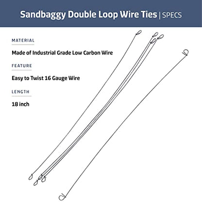 Sandbaggy Double Loop Rebar Wire Bar Ties | 16 Gauge | Made of Industrial Grade Wire | Great for Securing Rebar, Sandbags & More | Extra Long Length (18 Inch Length, Pack of 1000) - size: 18 Inch Length, style: Pack of 1000