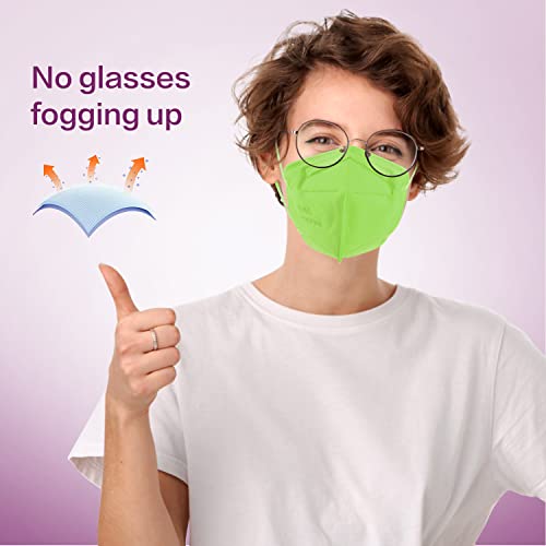 Miuphro 50 Pack Cup Dust Safety Disposable Masks, KN95 5-Layer Foldable Masks - color: Green