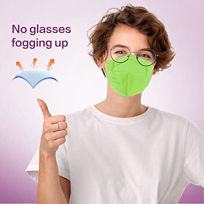 Miuphro 50 Pack Cup Dust Safety Disposable Masks, KN95 5-Layer Foldable Masks - color: Green