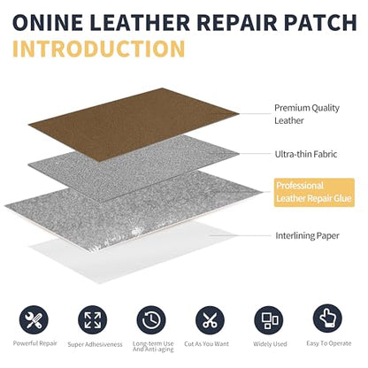 ONine Leather Repair Patch，Leather Repair Tape, 3 x 60 inches Leather Repair Patch for Furniture,Sofas, Office Chair,car Seats,Vinyl Repair Kit(Dark Khaki) - color: Dark Khaki, size: 3 x 60 inches