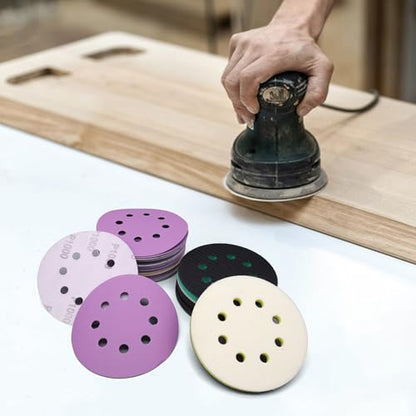 5 Inch Sander Foam Pad (4Pcs) + Ceramic Sanding Discs 80-1000 Grit (40Pcs)