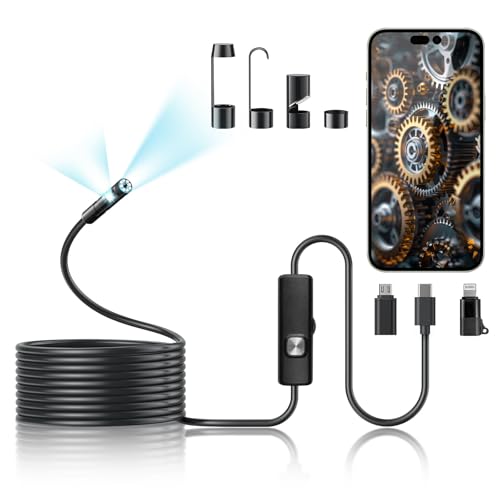 Dual-Lens Endoscope Camera with Light, 1080P HD Borescope with 8 LED Lights
