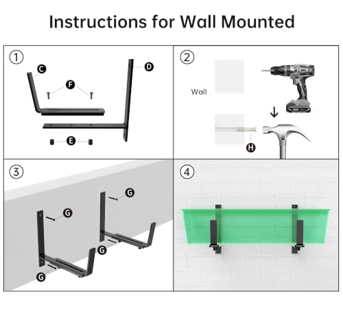 Y&M 6 Pack Window Box Brackets, Adjustable Railing Planter Box Brackets - size: 6p