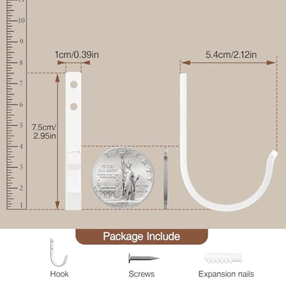 22LB Wall Hooks for Hanging Towel/Coat, White 5 Pack - color: White, size: 5 Pack