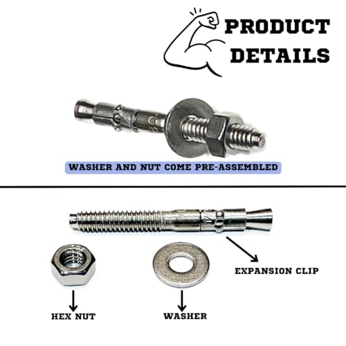 Mighty Fasteners 304 Stainless Steel Wedge Anchors 1/4" X 2-1/4" - 25 Pack - size: 1/4" X 2-1/4"