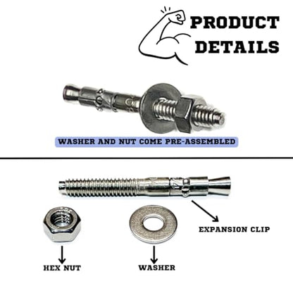 Mighty Fasteners 304 Stainless Steel Wedge Anchors 1/4" X 2-1/4" - 25 Pack - size: 1/4" X 2-1/4"