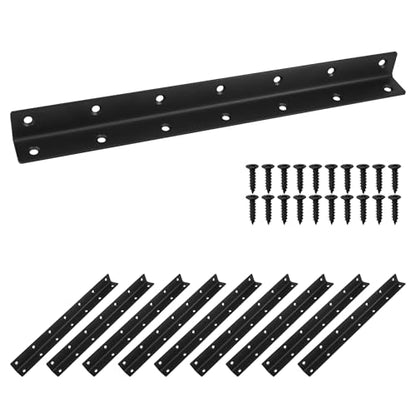 L Bracket, Heavy Duty Corner Brace, 10 Pack 12.8" Metal Shelf Bracket Angle Bracket for Shelves, Black Metal Braces for Wood, 325mm Overall Length - size: 12.8 Inch
