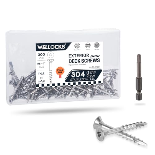 WELLOCKS #8 x 1 in 304 Stainless Deck Screws, 300 PCS - size: #8×1"