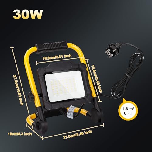 Rechargeable Work Light, 1200LM Portable floodlight, 2700K, Adjustable Work Light, 3.7V 2200Mah Suitable for workshops, garages, and Construction Sites (Art Deco)