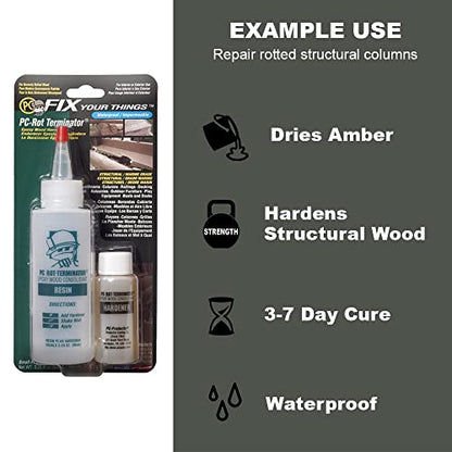 PC Products Wood Repair Epoxy Paste and Wood Hardener Kit, PC-Woody 6 oz and PC-Rot Terminator 3.5 oz, Tan, 6 oz Woody & 3.5 oz Rot Terminator Kit (03060) - size: 6 oz Woody & 3.5 oz Rot Terminator Kit