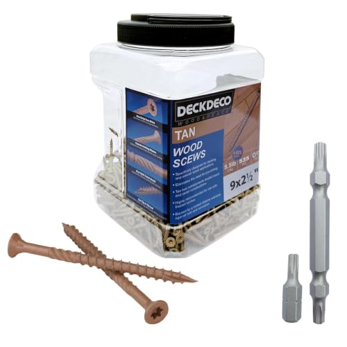 DECK DECOWood Screws#9 x 2-1/2"Exterior Deck Screws505pcs(approx)5.5 lb/Box - size: #9x2-1/2"