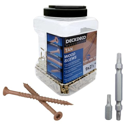 DECK DECOWood Screws#9 x 2-1/2"Exterior Deck Screws505pcs(approx)5.5 lb/Box - size: #9x2-1/2"