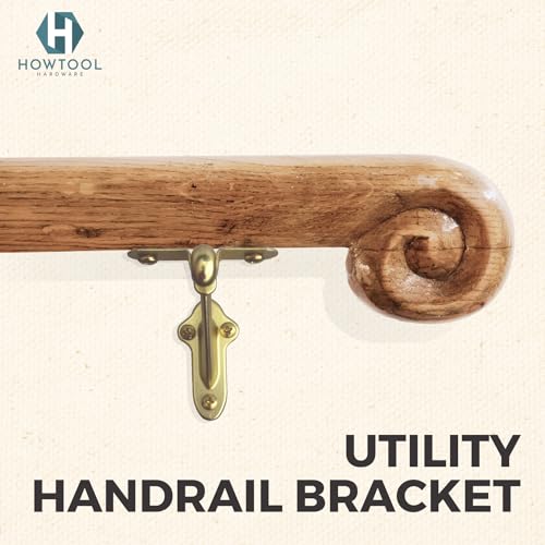 Stair Handrail Brackets Wooden Railing Support Champagne Brass, 3 Pack | HOWTOOL - color: Champagne Brass