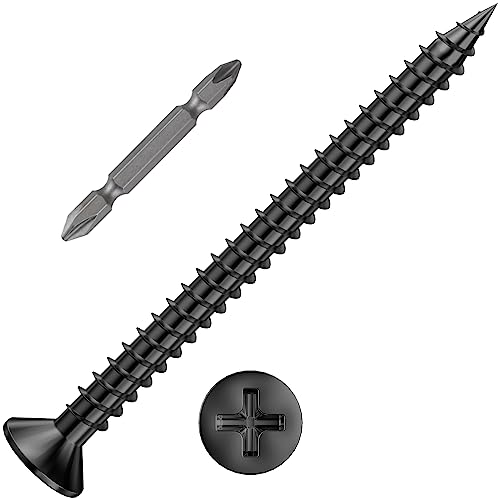 Wensilon (200Pcs) #8x2 Black Wood Screw Quick Metal Self Tapping Flat Head - color: Black, size: #8x2