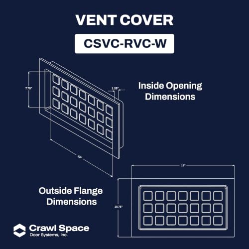 Recessed Crawl Space Vent Cover, Covers 8" H x 16" W Openings, White - color: White