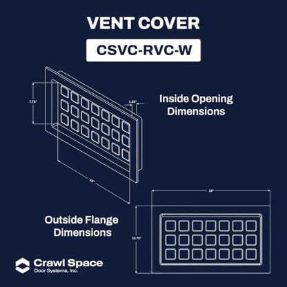 Recessed Crawl Space Vent Cover, Covers 8" H x 16" W Openings, White - color: White