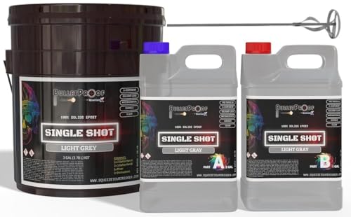 Bulletproof Resins: Single Shot |100% Solids Epoxy Resin Kit (3 Gallons) Solvent-Less, Two Component Gloss Coat Finish- Low VOC! Industrial Use, Garages, Floors & More! (Light Gray - 3 Gall) - color: LIGHT GRAY - 3 GALLON