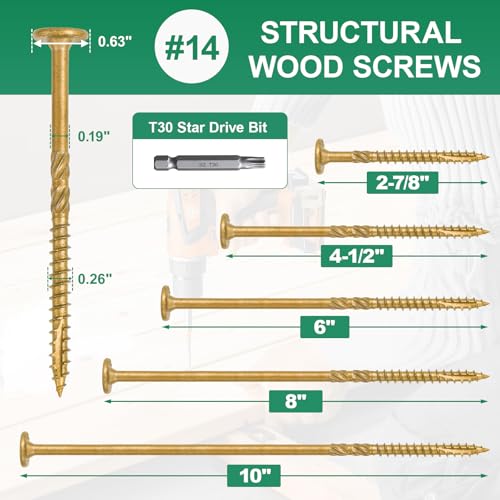 4-1/2 Inch Heavy-Duty Outdoor Deck Screws - size: #14 x 4-1/2"
