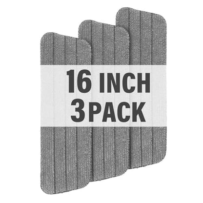 16.5" Microfiber Mop Pads Refills, 3 Pack Reusable Replacement Heads - color: 16"grey Plain*3