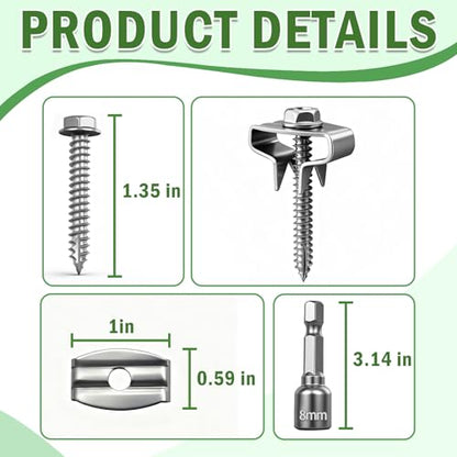 Fence Staples, 304 Stainless Steel Screw Fasteners, 100 Pack