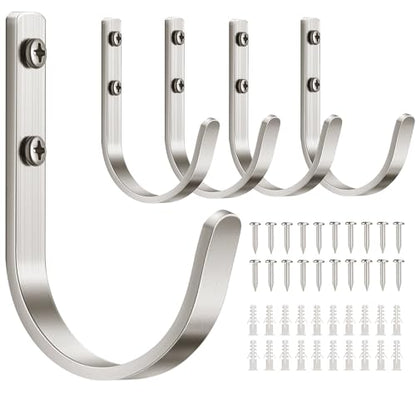 22LB Wall Hooks for Hanging Towel/Coat, Brushed Nickel 5 Pack - color: Silver, size: 5 Pack