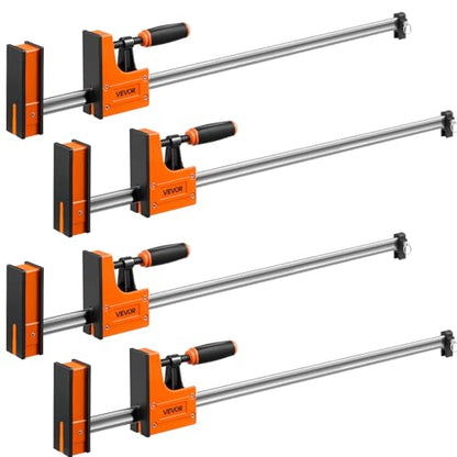 VEVOR Bar Clamps for Woodworking, 4-Pack, 36" Opening F Clamps, 1500 lbs Load Limit, Clamp/Spreader 2 Modes, Soft Rubber Pads, Ergonomic Handle, Carbon Steel Bar, for Wood Working and Metal Working - size: 36"(4 Pack), style: Heavy-Duty