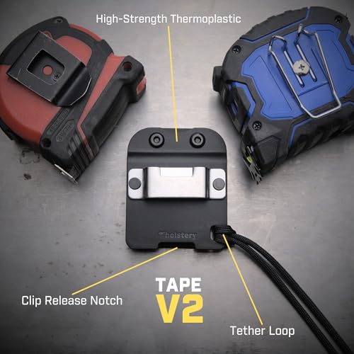 Holstery TapeMaster | Clip-On Tape Measure Holder - Low-Profile Measuring Tape Holster for Your Belt, Tool Bags, Pockets, or Pants - style: TapeMaster