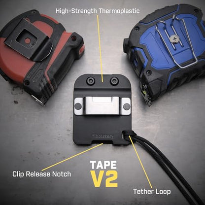 Holstery TapeMaster | Clip-On Tape Measure Holder - Low-Profile Measuring Tape Holster for Your Belt, Tool Bags, Pockets, or Pants - style: TapeMaster