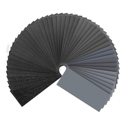 51-Sheet Sandpaper Assortment, Wet Dry Sand Paper 9 x 3.6 Inch - size: 9 x 3-2/3 Inch, style: Mix Grit-51sheets