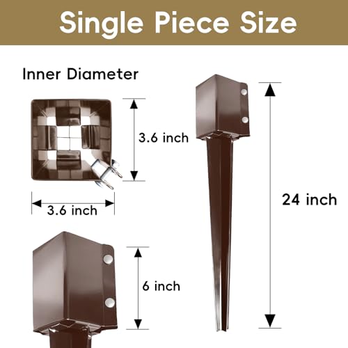 Thealyn Heavy Duty Metal Fence Post Anchor 24 Inch, 4"x4" Ground Spike - size: 24 Inch