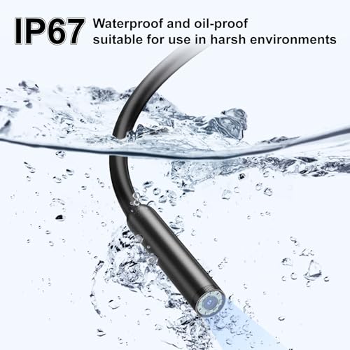 1920P HD Dual Lens Endoscope Camera Semi-Rigid Snake Cable IP67 Waterproof 8LED Lights Dimmable HD Industrial Pipeline Inspection Probe Compatible with Smartphones Endoscope Camera (3.5ft) - size: 3.5ft