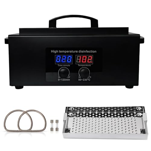 Tool Sterilizers, High temperature sterilization up to 230°C Time Setting, for Nail Salons Dental Clinics Hair Cutting Tools and Daily Household Use Black - color: Black1