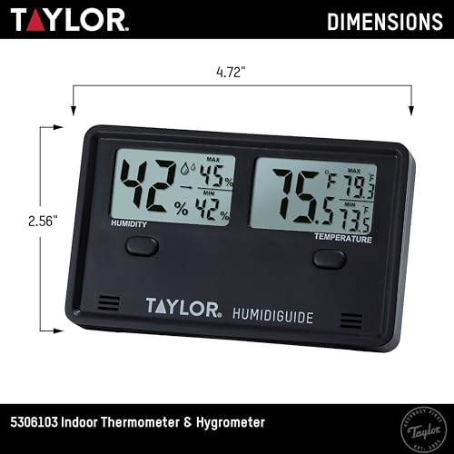 Taylor Indoor Digital Desktop Min/Max Hygrometer Thermometer - color: Black, style: Dual Display