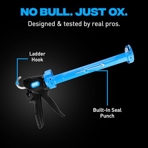 OX Pro 29 oz Caulking Gun - Heavy Duty Dual Thrust Caulk Gun - size: 29 oz - Dual Thrust Switch