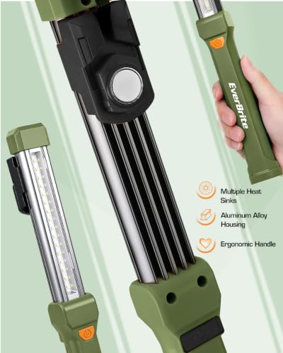 EverBrite 1000LM Work Light, Rechargeable Magnetic Flashlight, Green - color: Green