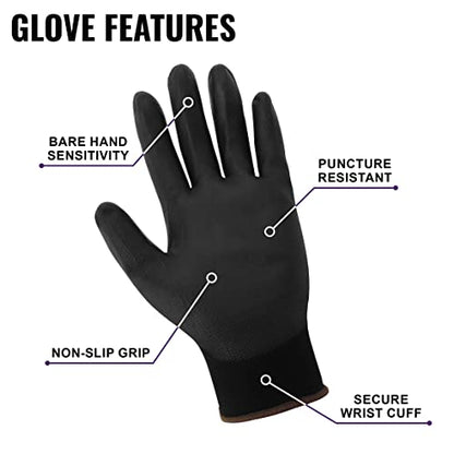 Global Glove PUG-17 Lightweight Polyurethane Dipped Work Gloves - size: Large (Pack of 12)
