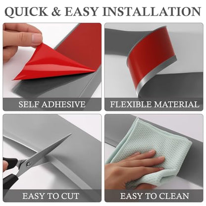 Peel and Stick Baseboard Trim 4" x 60 ft, Vinyl Baseboard Molding Gray - color: Gray, size: 4in x 60ft