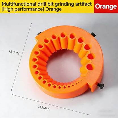 Drill Bit Sharpener Attachment for Angle Grinder, 25-Hole Multi-Size Drill Bit Sharpening Tool, Portable Drill Bit Grinding Jig, Restore Dull Bits Fast, Heavy Duty Plastic Sharpener Guide