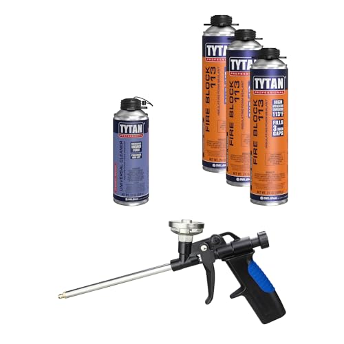 Fire Block 113 Orange Fire Blocking Foam Sealant – 24 oz Gun-Grade Polyurethane Foam for Gaps, Cracks, Walls, Joints, Electrical Outlets & PVC Pipe (3x24 oz) + Precision Max Gun & Cleaner - style: 3 Can Kit