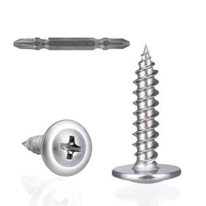 VGBUY 150Pcs #8x1 Wood Screws Phillips Modified Truss Head Stainless Steel 410 Quick Metal Self Tapping Screws - color: Silver, size: #8 x 1 inch