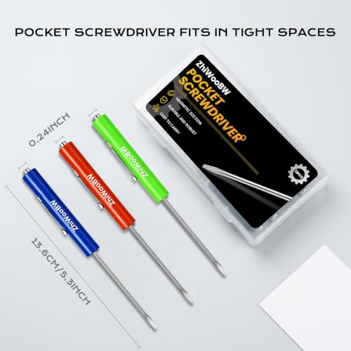 12 Pcs Pocket Screwdriver Magnetic Mini Slotted Flathead - color: Colorful