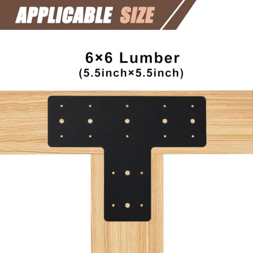4 Pack 17''x5'' T Post Timber Brackets for Wood 6X6 Post - size: T shape