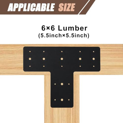 4 Pack 17''x5'' T Post Timber Brackets for Wood 6X6 Post - size: T shape