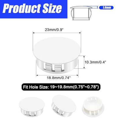 30Pcs 3/4"(19mm) White Plastic Hole Plugs, White Hole Plugs Hardware Plugs for Round Holes, Knockout Plugs Screw Hole Plugs for Reserved Holes in Kitchen Cabinet - style: 30PCS-3/4inch