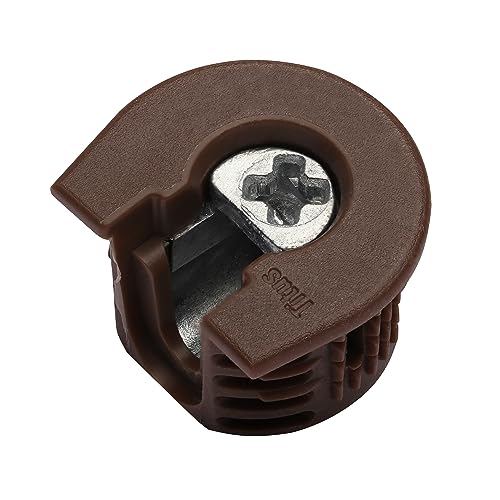 Titus 100 Pack System 6 Cam Connector for 19mm Panel, Brown Finish, Non-Outrigger, 100 Pieces - size: 100 Pack, style: Brown Finish