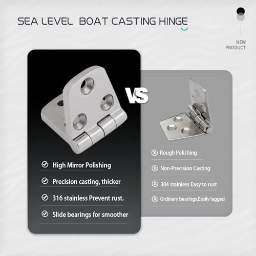 316 Stainless Steel Hinges Marine Grade 3" x 1.5" Heavy Duty Boat Hatch Hinge (76 mm X 38 mm) Casting Cabinet Door Hinge with Screws (6 Pack) - style: 6 Pack