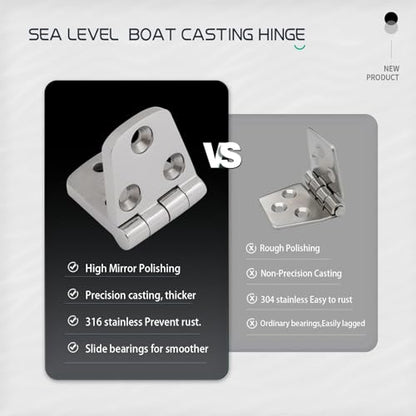 316 Stainless Steel Hinges Marine Grade 3" x 1.5" Heavy Duty Boat Hatch Hinge (76 mm X 38 mm) Casting Cabinet Door Hinge with Screws (6 Pack) - style: 6 Pack