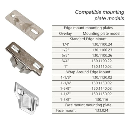 Replacement for Blum 30.310-11.02 Compact 33 Cabinet Hinges, 8-Pack