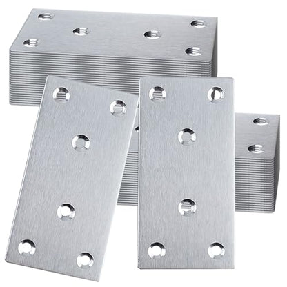50PCS Flat Metal Brackets, 4" 304 Stainless Steel Mending Plates - size: 4X2X0.08IN